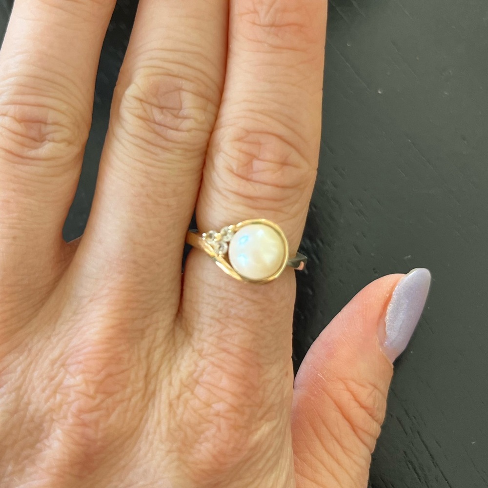 14K Gold Plated Pearl Ring